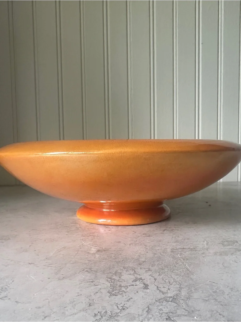 Weller Lustre Console Bowl Footed Centerpiece 9.5” Orange Luster Art Deco 1920’s